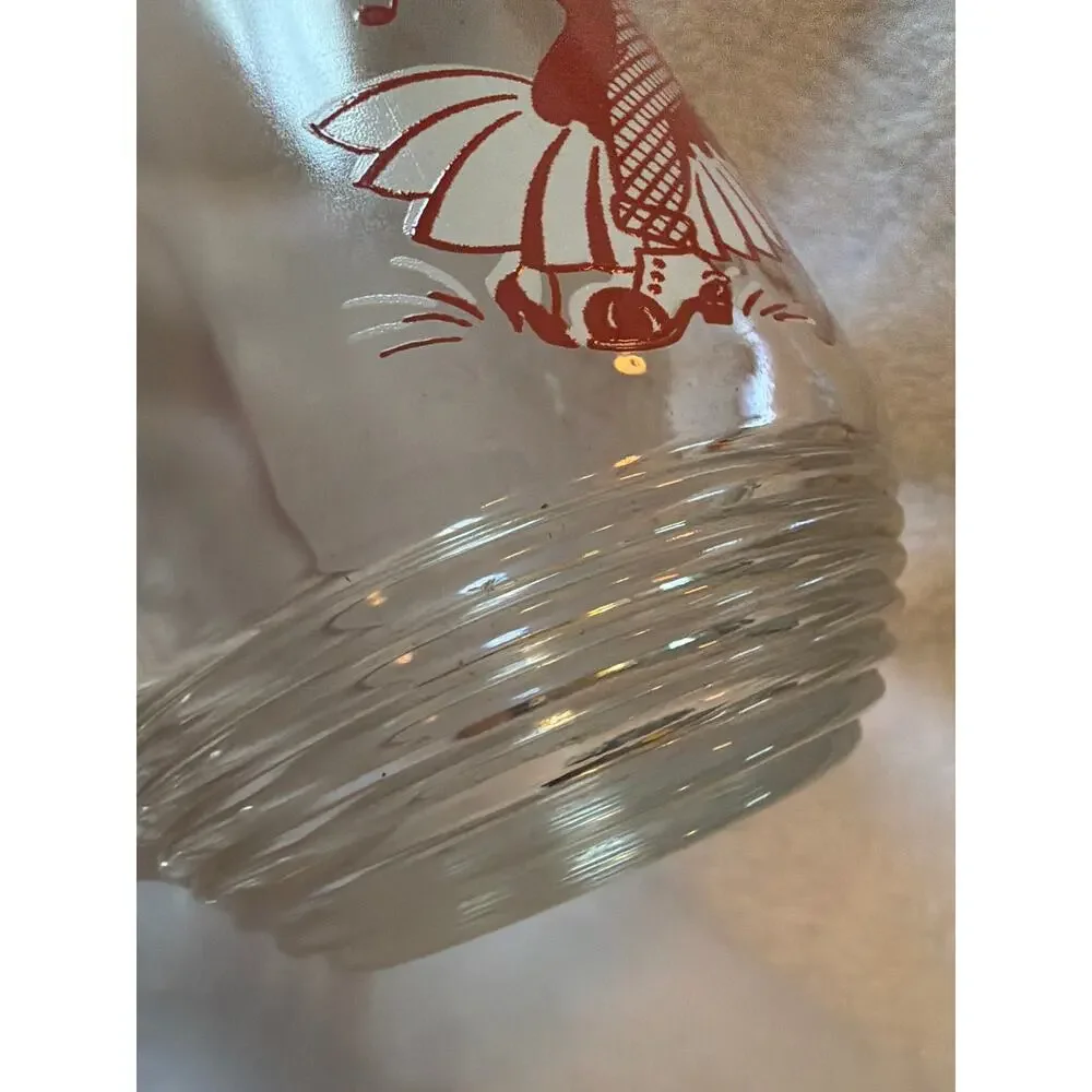 VTG Hazel Atlas The Band Played On Song Lyrics Glass Mug Dancing Couple Red 5